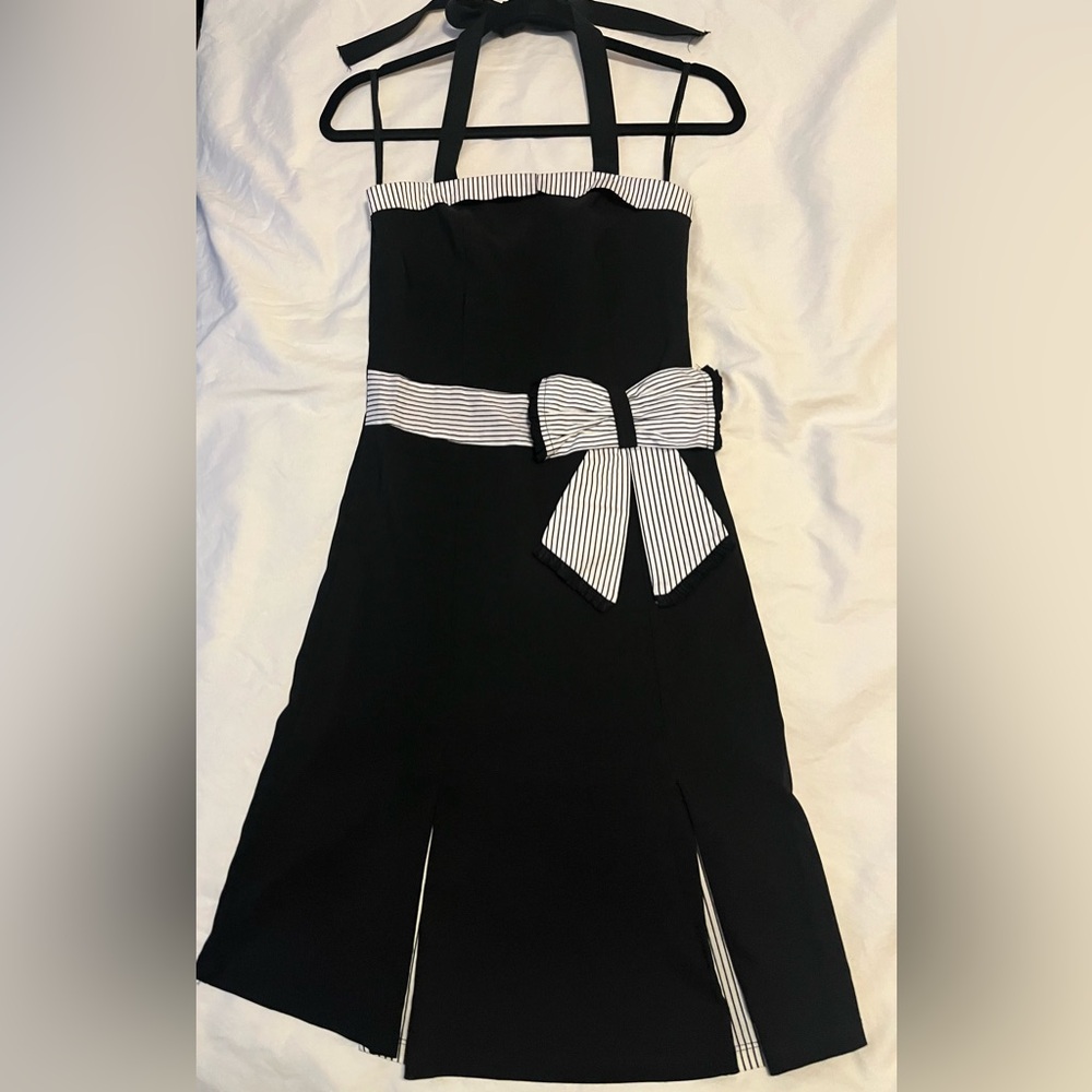 Threads Hot Topic Black and white Halter Bow dress Rockabilly Fit and Flare XS